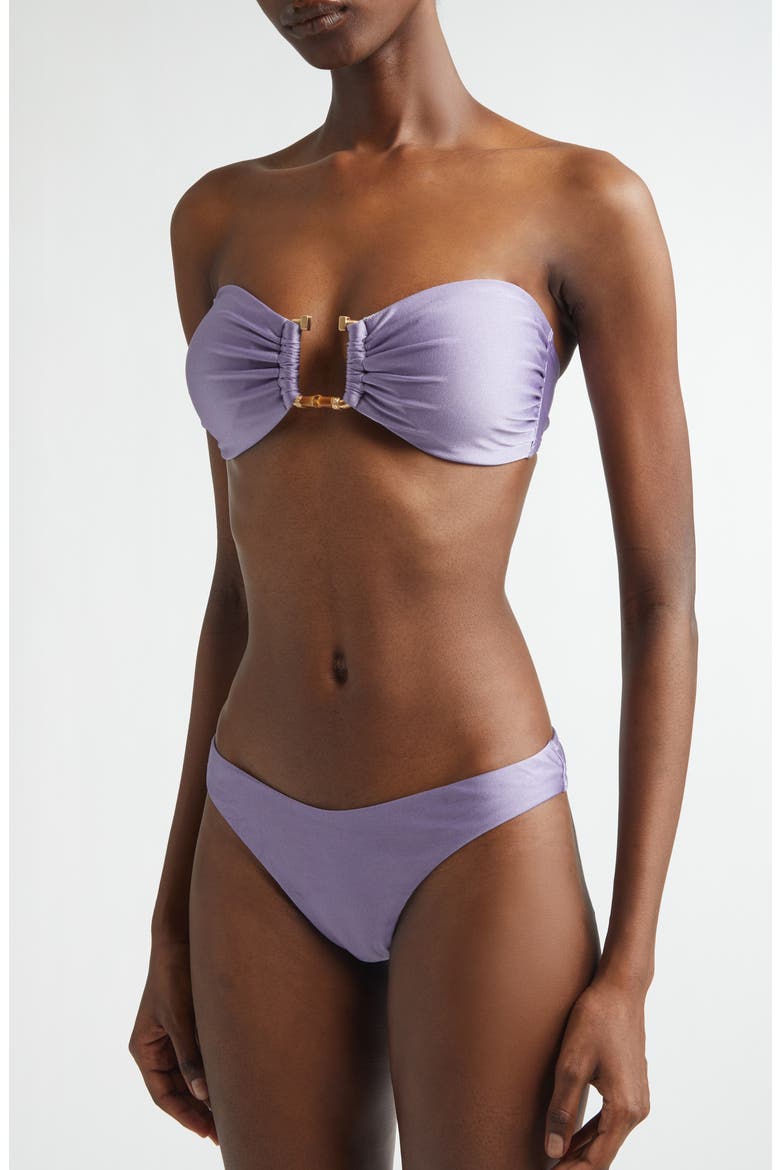 Indra Hardware Bandeau Two-Piece Swimsuit, Alternate, color, DUSTY LILAC