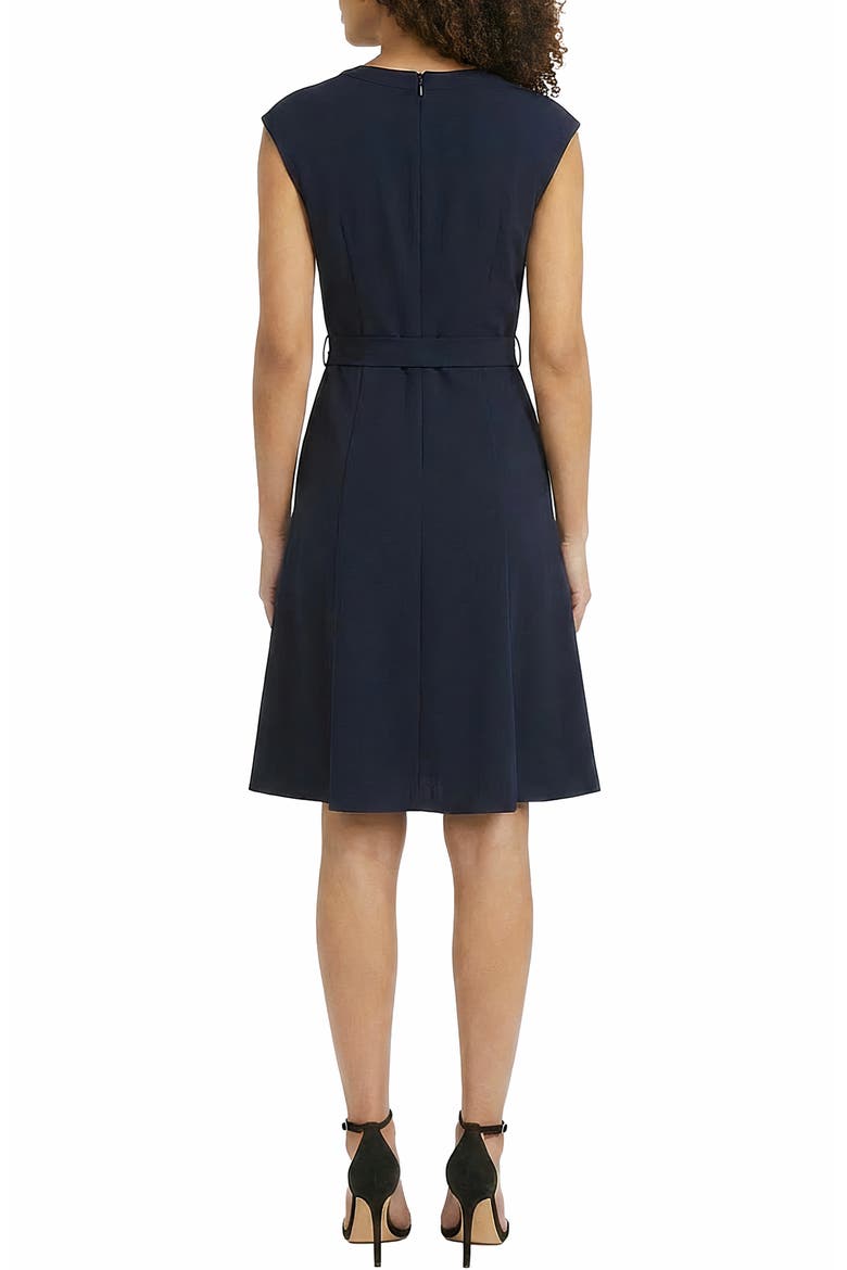 Contrast Piping Cap Sleeve Midi Dress, Alternate, color, NAVY BLAZER