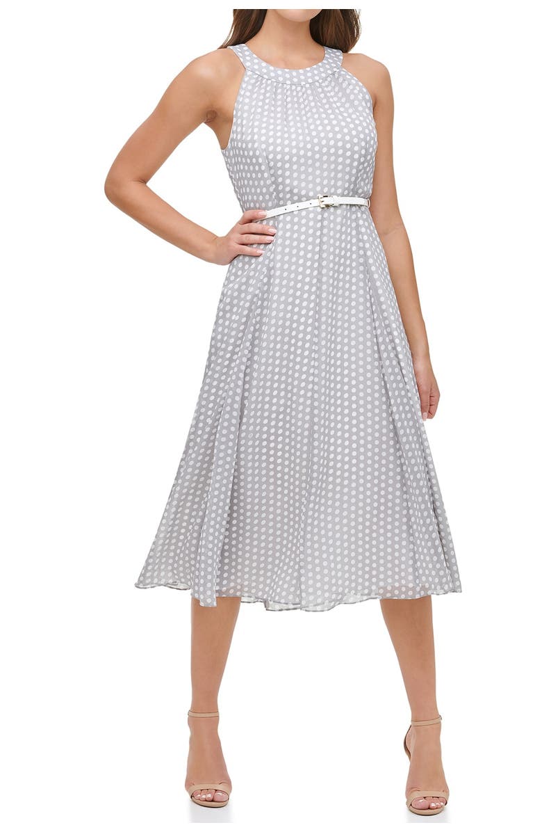 Tommy Hilfiger Dot Print Belted Midi Dress, Alternate, color, 