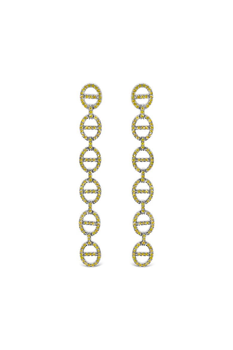 Sterling Silver 1.0 Cttw Yellow Diamond Linked Circle Drop Earrings, Main, color, Silver