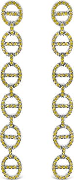 Haus of Brilliance Sterling Silver 1.0 Cttw Yellow Diamond Linked Circle Drop Earrings