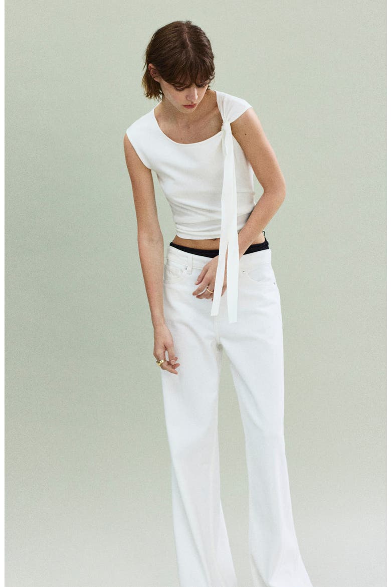 Tie Cap Sleeve Sweater, Alternate, color, WHITE