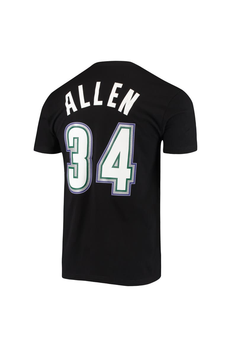 Men's Mitchell & Ness Ray Allen Black Milwaukee Bucks Hardwood Classics Stitch Name & Number T-Shirt, Alternate, color, Black