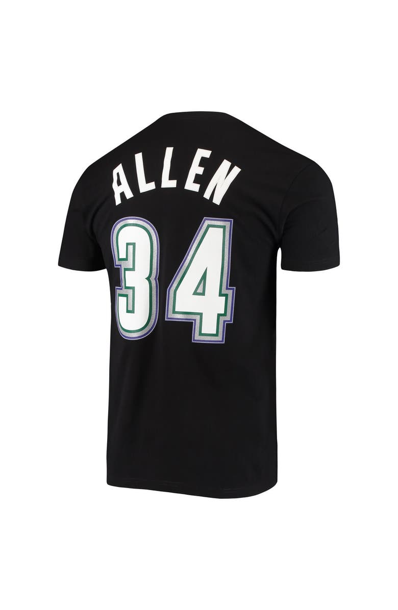Mitchell & Ness Men's Mitchell & Ness Ray Allen Black Milwaukee Bucks Hardwood Classics Stitch Name & Number T-Shirt, Alternate, color, Black