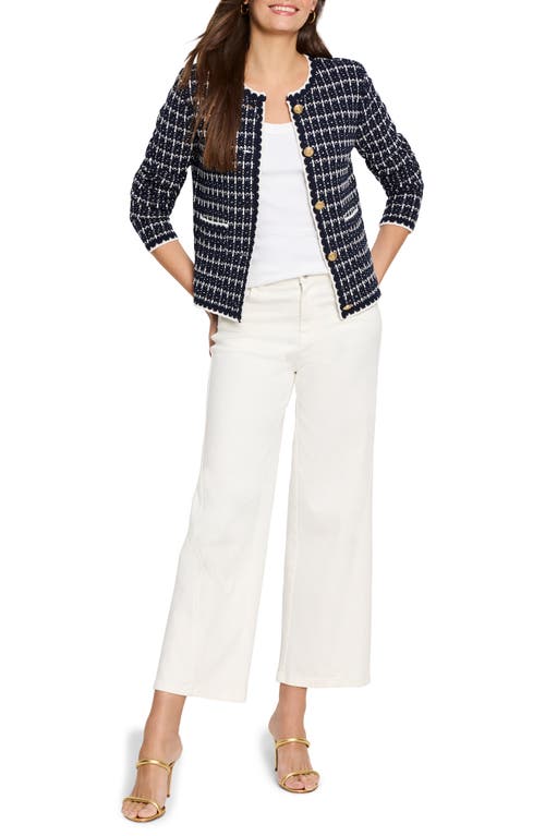 Nic + Zoe Nic+zoe Mixed Media Sweater Jacket In Indigo Multi