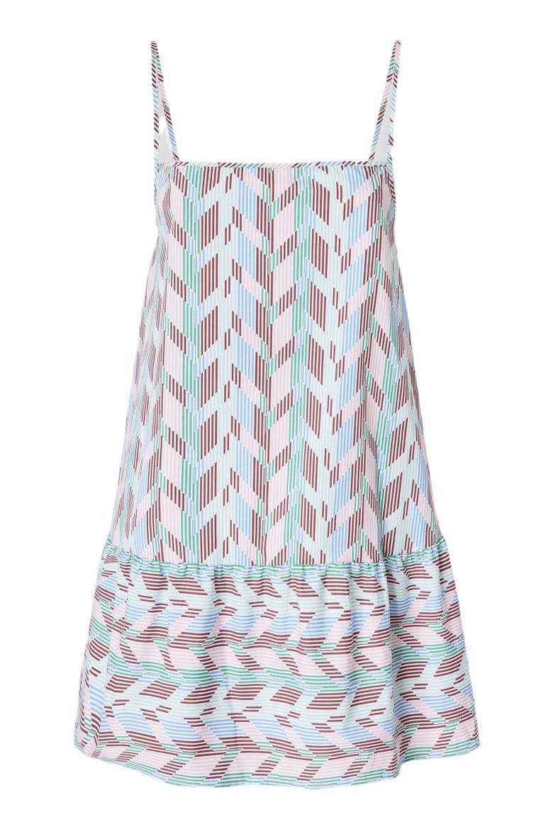 Wide Mini Cover-up Dress In Printed Cotton Poplin, Alternate, color, Multicoloured