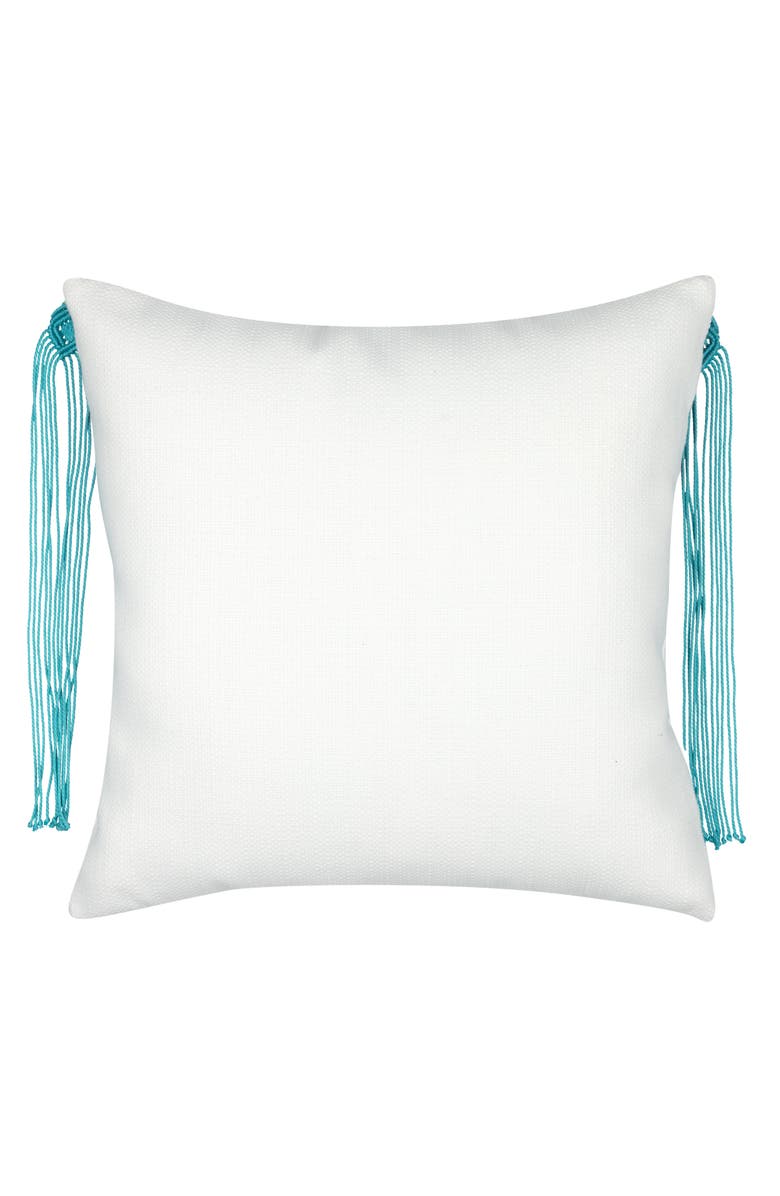 Elaine Smith Lucky Handmade macrame tassels & Applique Indoor & Outdoor Woven Accent Pillow, Alternate, color, Cactus