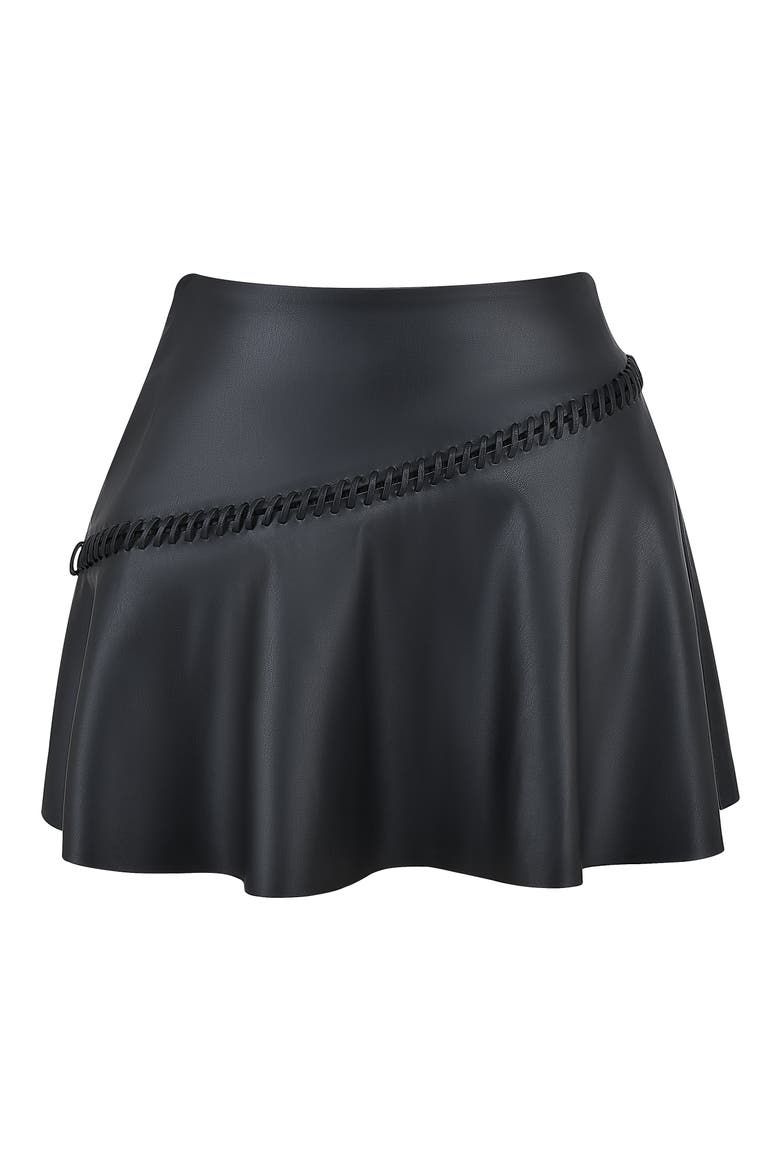 Nova Faux Leather Miniskirt, Alternate, color, BLACK