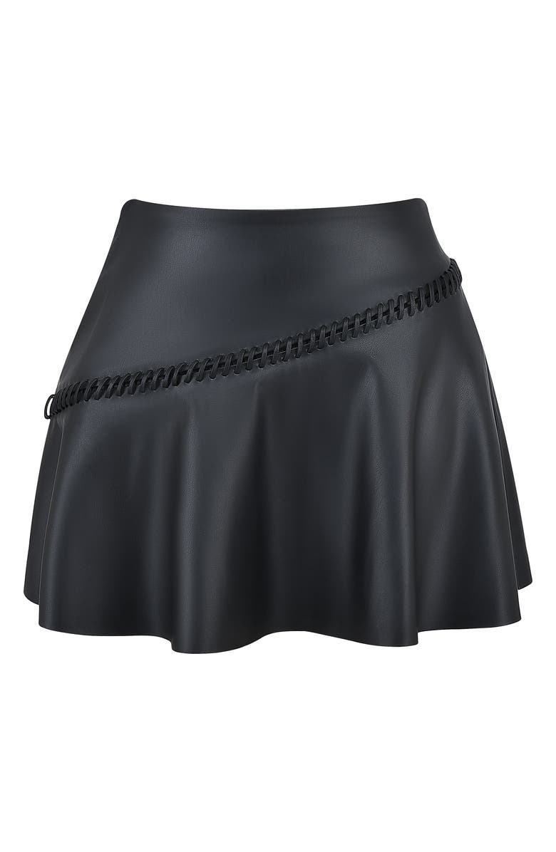 HOUSE OF CB Nova Faux Leather Miniskirt, Alternate, color, Black