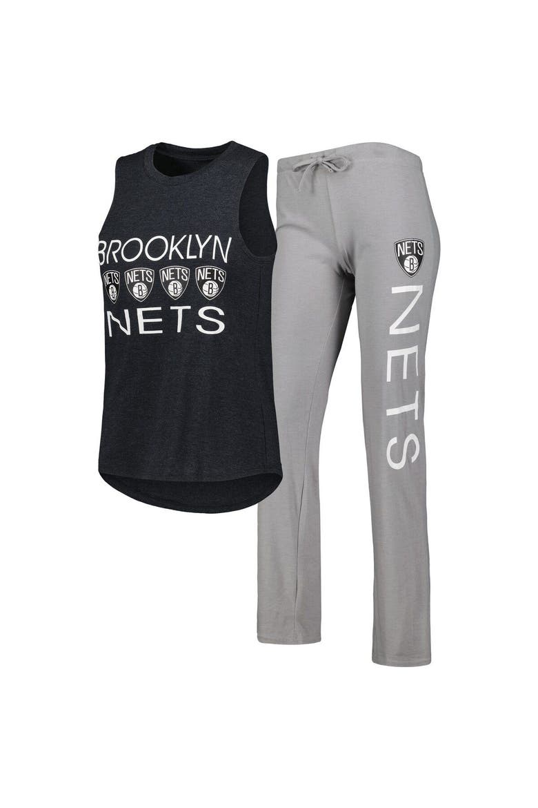 Women's Concepts Sport Gray/Black Brooklyn Nets Team Tank Top & Pants Sleep Set, Main, color, Gray