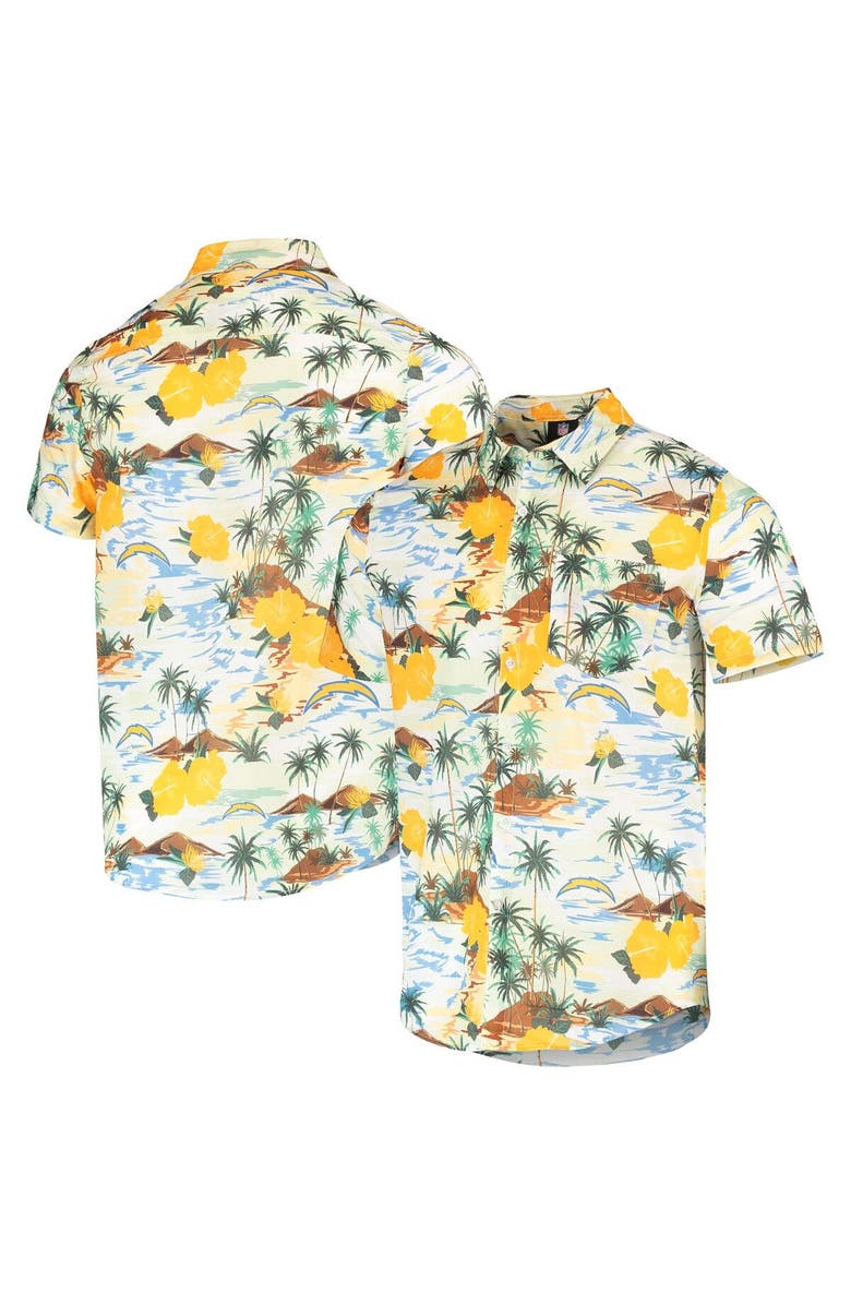 FOCO Men's FOCO Cream Los Angeles Chargers Paradise Floral Button-Up Shirt, Alternate, color, 