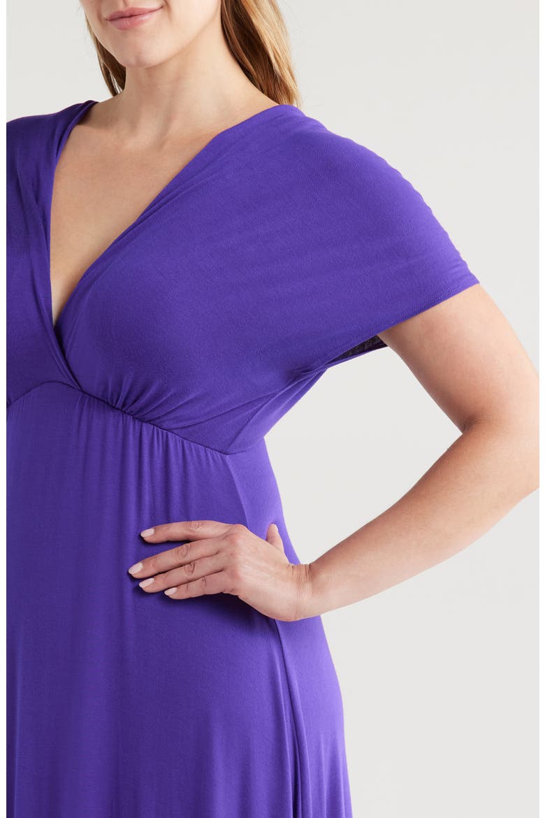 Empire Waist V-Neck Stretch Dress, Alternate, color, PURPLE