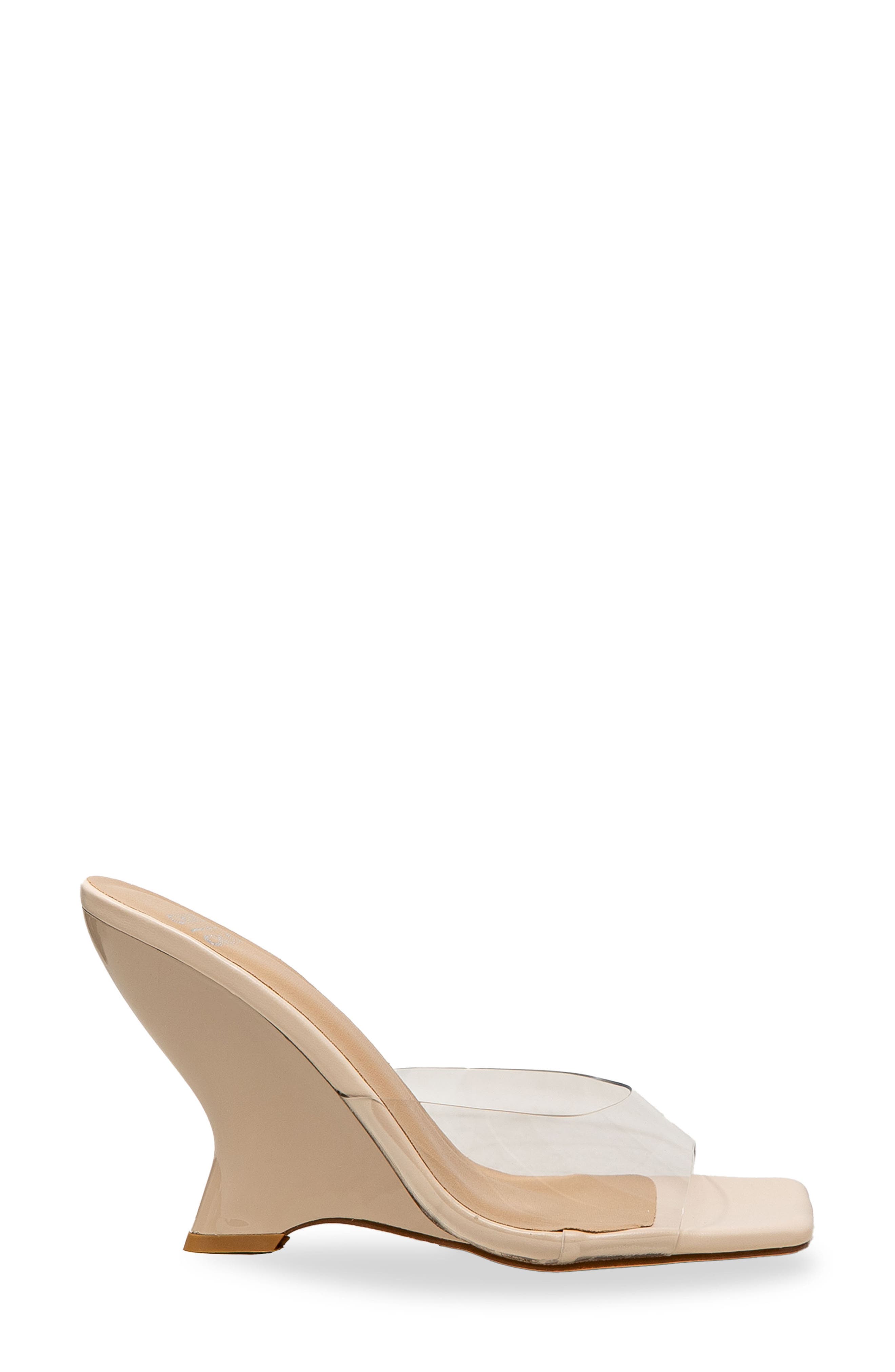 CHASE AND CHLOE Alia Clear Strap Wedge Sandal, Alternate, color, Clear Beige
