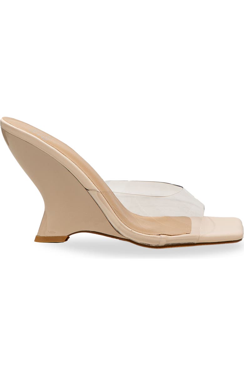 CHASE AND CHLOE Alia Clear Strap Wedge Sandal, Alternate, color, Clear Beige