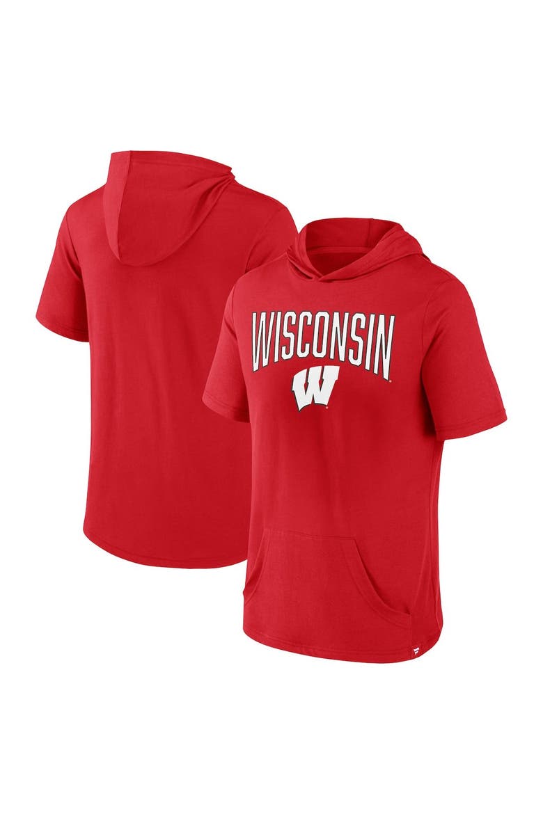 Men's Fanatics Branded Red Wisconsin Badgers Outline Lower Arch Hoodie T-Shirt, Main, color, Red