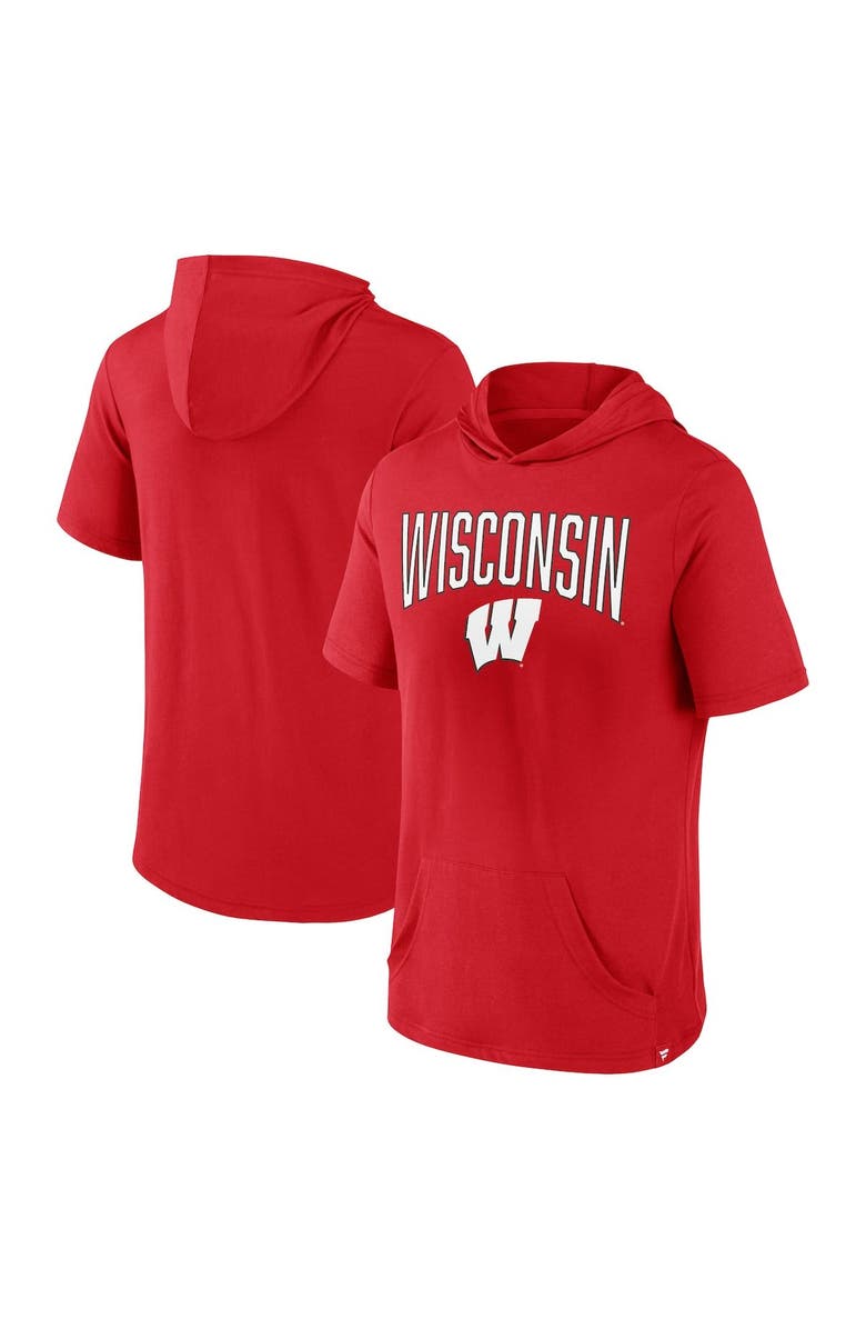 FANATICS Men's Fanatics Branded Red Wisconsin Badgers Outline Lower Arch Hoodie T-Shirt, Main, color,