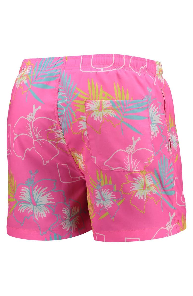 FOCO Men's FOCO Pink Miami Hurricanes Neon Floral Swim Trunks, Alternate, color, 
