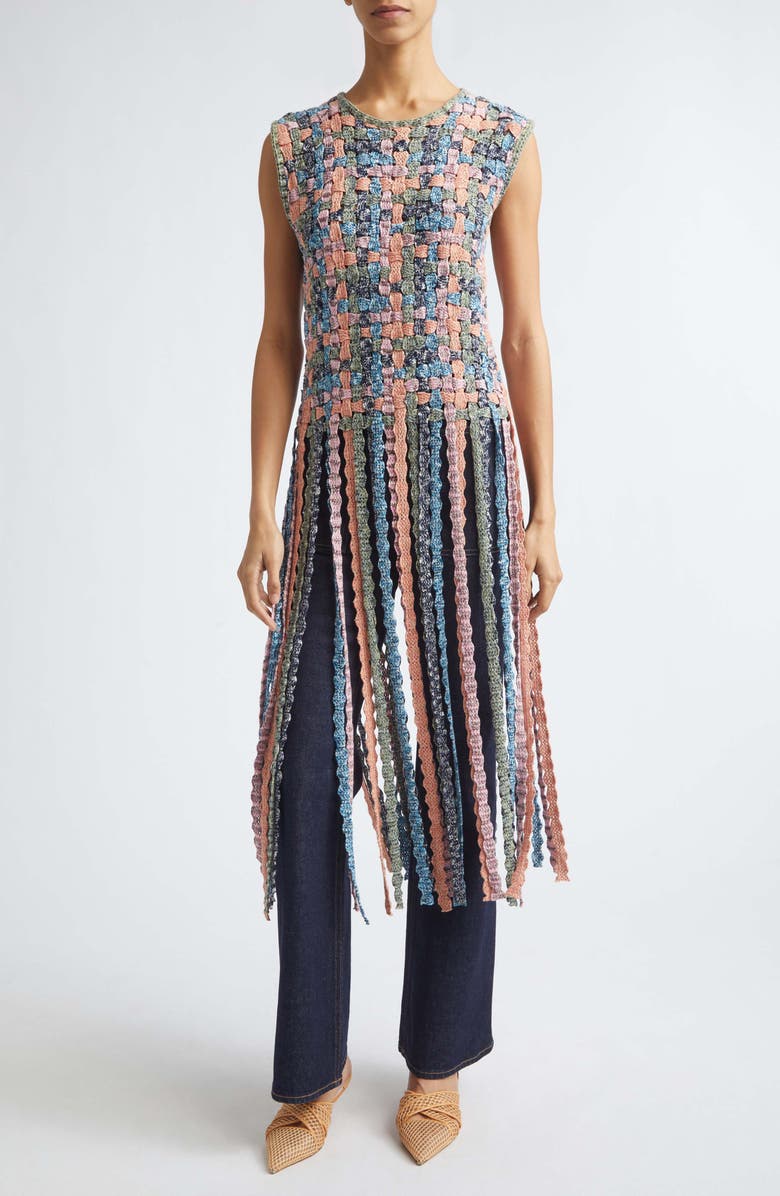 Ulla Johnson Victoria Macramé Knit Cotton Fringe Tank, Alternate, color, Sunweave