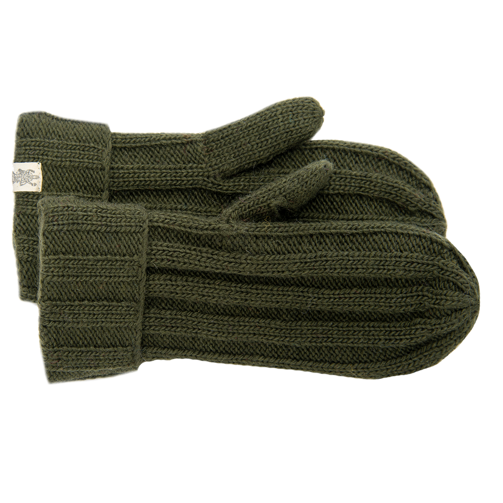 Nirvana Designs Ribbed Mittens In Olive