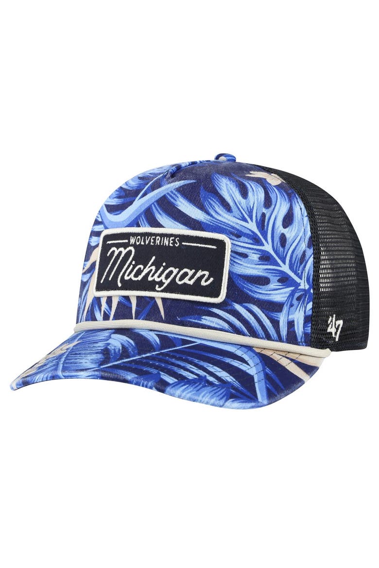 Men's '47 Navy Michigan Wolverines Tropicalia Hitch Adjustable Hat, Main, color, Navy