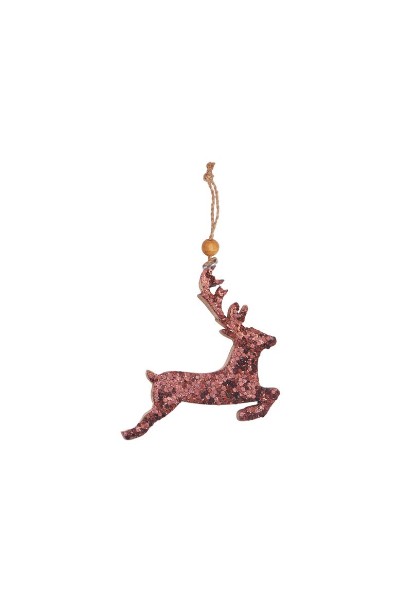 Sequin Brown Deer Christmas Tree Ornament, Main, color, Red