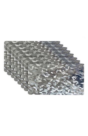 Dainty Home Mirrored Set Of 8 Placemats In Gray