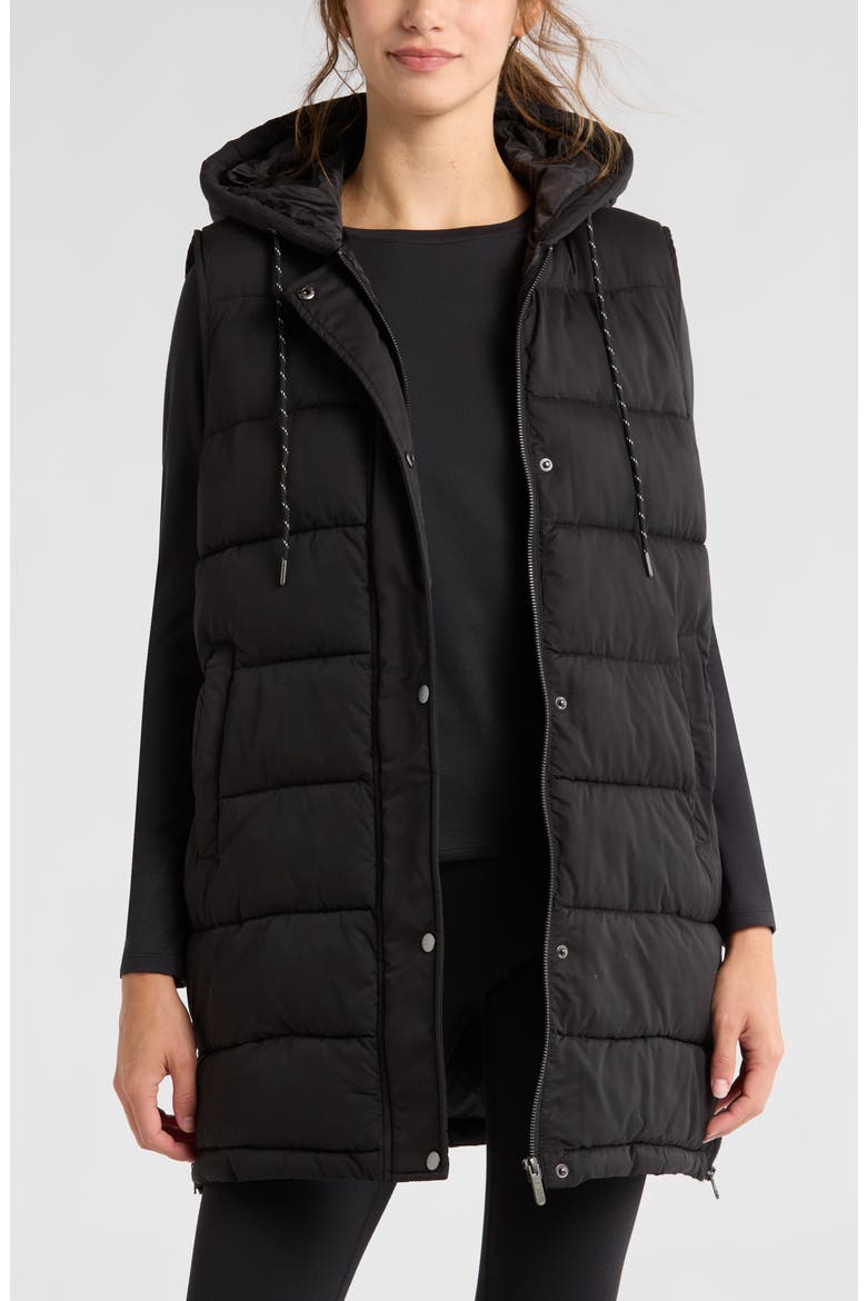 Zella Long Hooded Puffer Vest (Women) | Nordstromrack