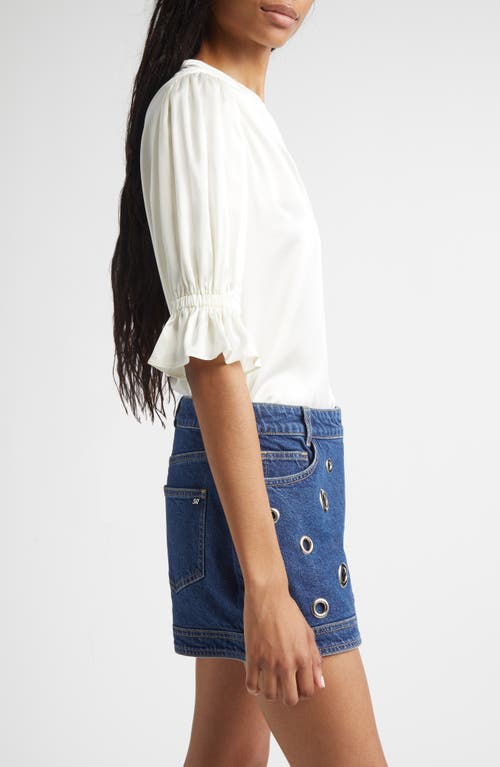 Cinq À Sept Fiona Split Neck Silk Top In White