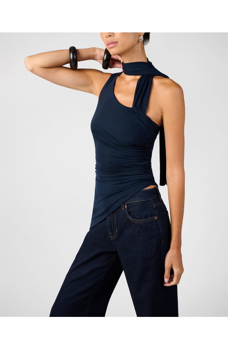 WeWoreWhat One Shoulder Draped Top, Alternate, color, Navy