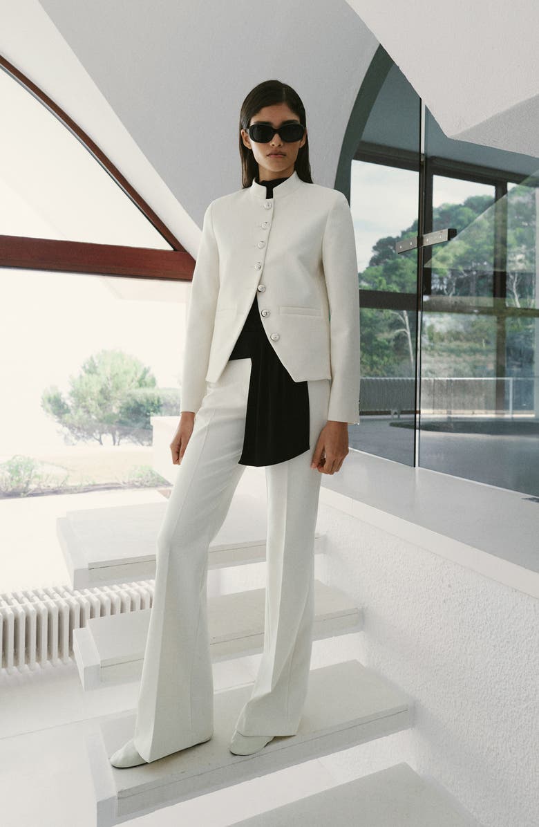 MANGO Pleat Front Wide Leg Pants, Alternate, color, Off White