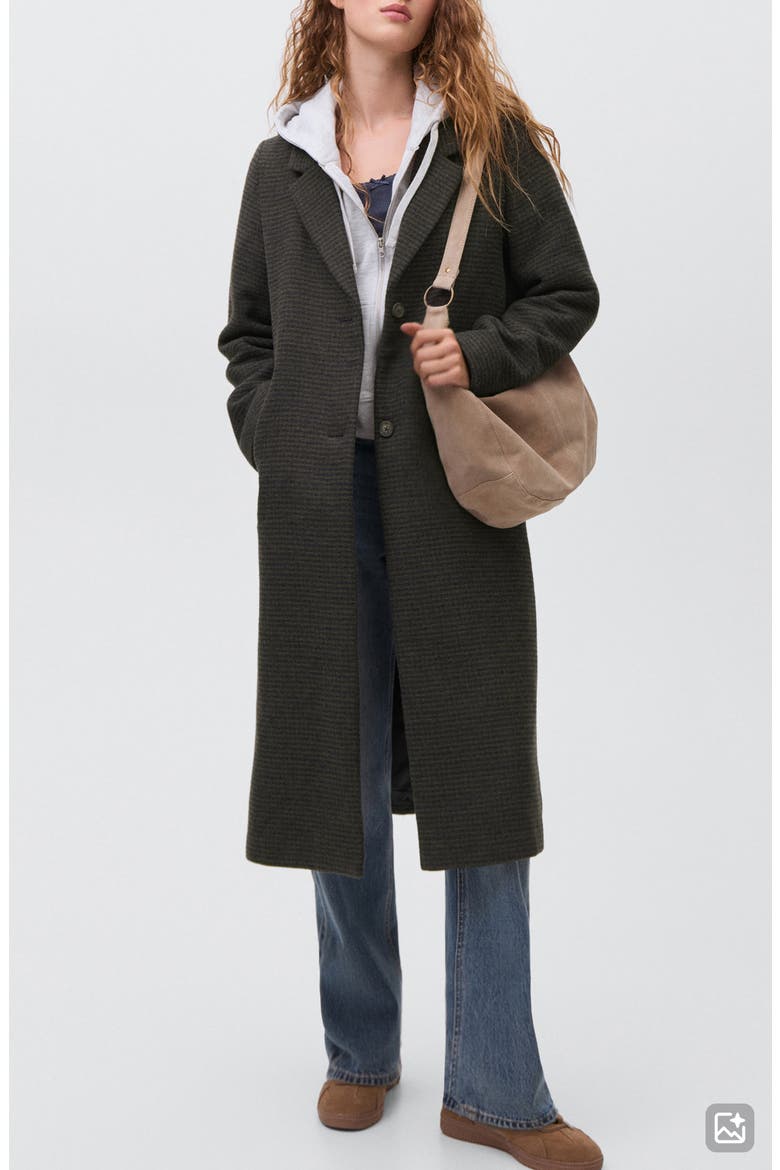 Long Check Coat, Main, color, GREY