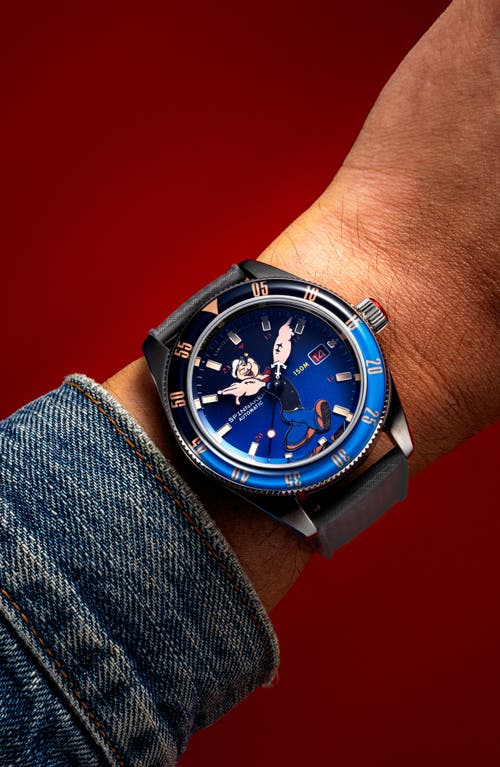 Spinnaker X Popeye Fleuss Bronemies Automatic Silicone & Nylon Strap Watch, 43mm In Blue