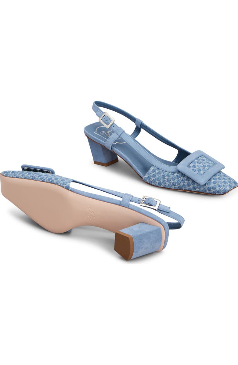 Roger Vivier Covered Buckle Jacquard Slingback Pump, Alternate, color, Cielo Scuro/ Nuvola