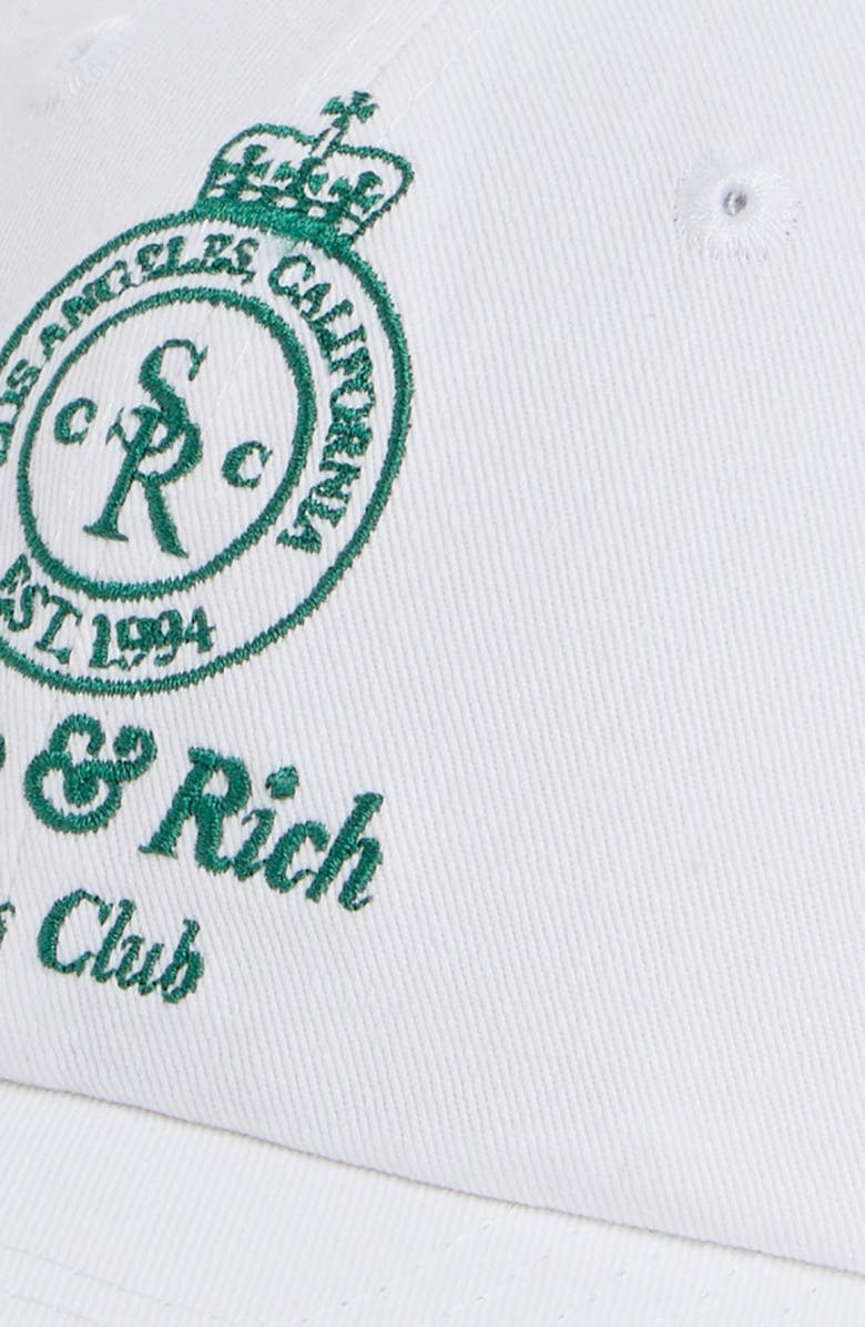 Sporty & Rich Crown Embroidered Cotton Twill Baseball Cap, Alternate, color, White