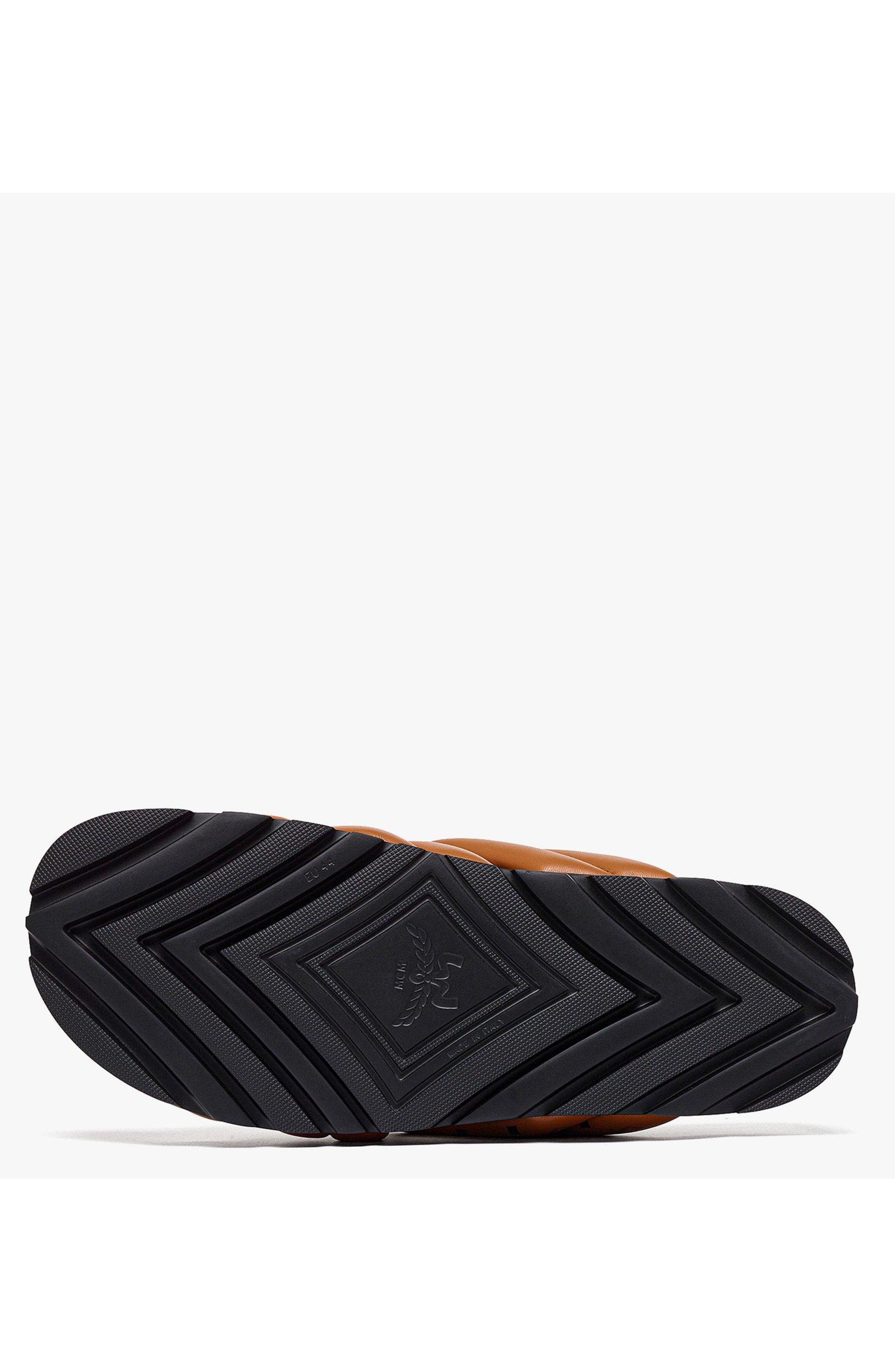 MCM Monogram Print Cross Sandals in Lamb Leather, Alternate, color, Cognac