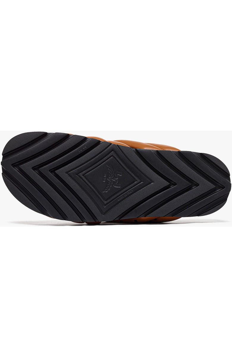 MCM Monogram Print Cross Sandals in Lamb Leather, Alternate, color, Cognac