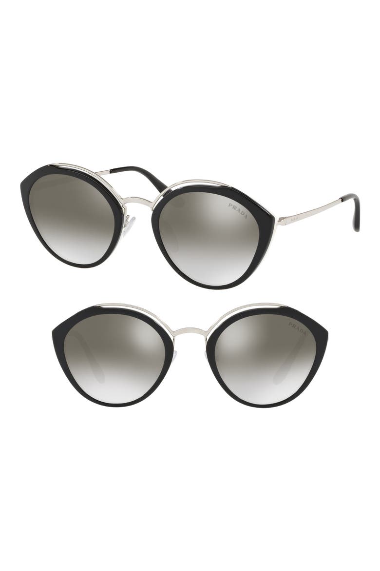 53mm Round Sunglasses, Main, color, BLACK IVORY