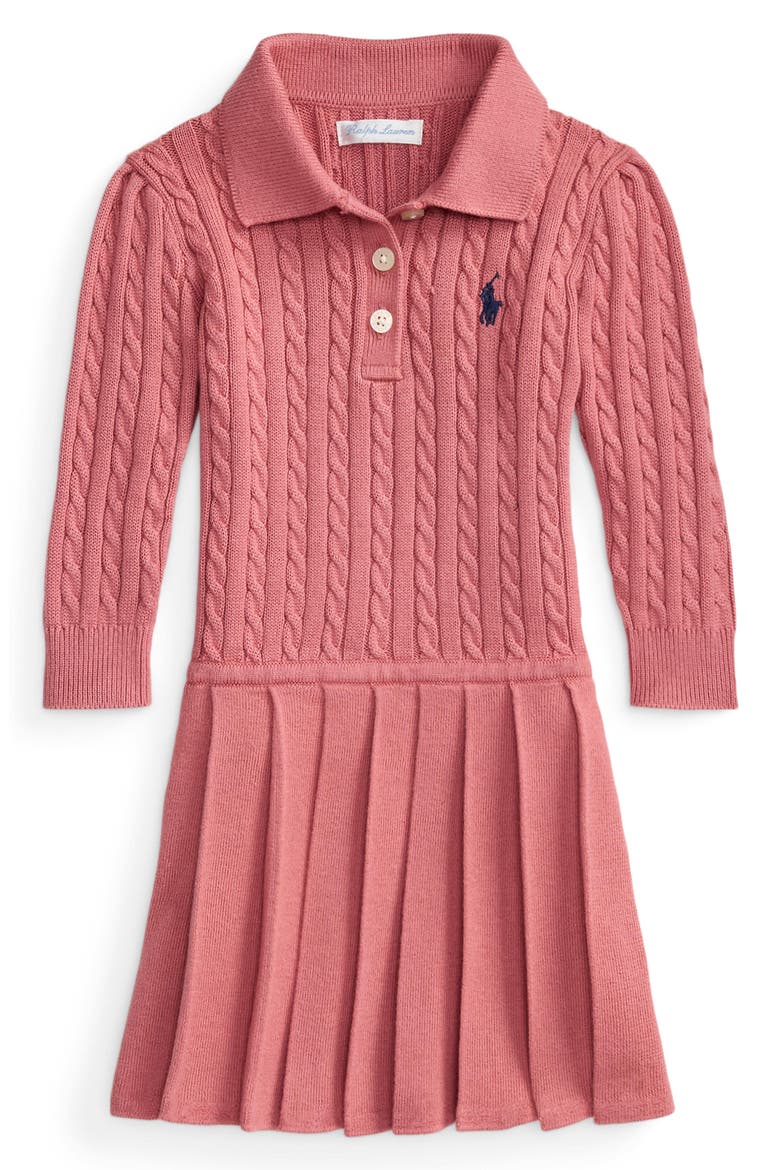 Cable Stitch Sweater Dress, Main, color, CANVAS PINK