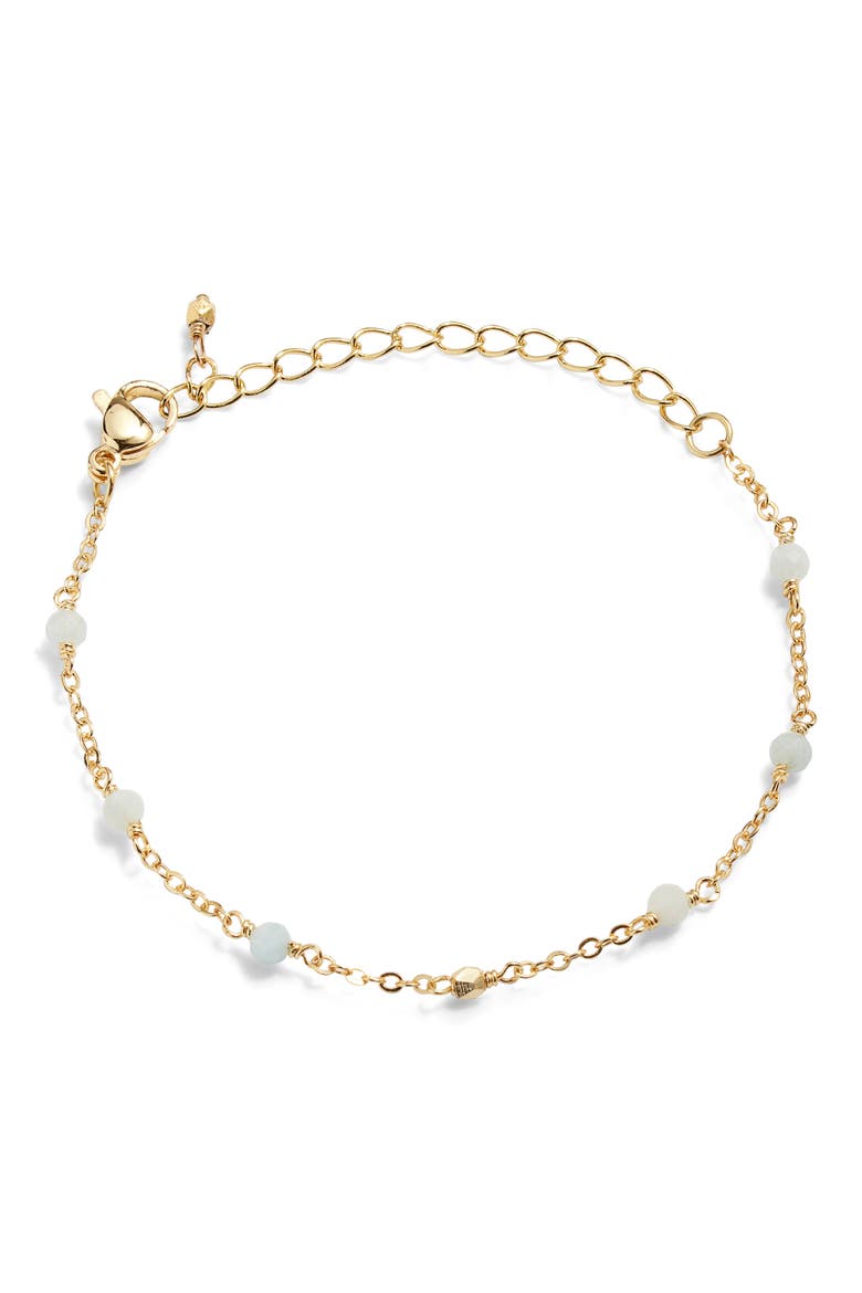 Emi Aquamarine Station Bracelet, Main, color, GOLD