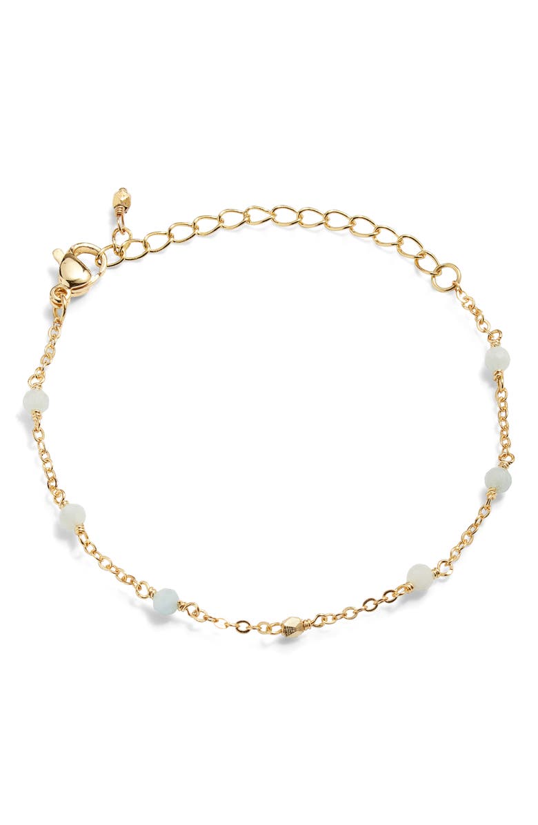 Kiara by Ki-ele Emi Aquamarine Station Bracelet, Main, color, Gold