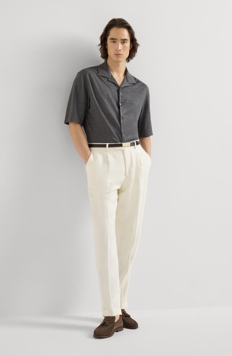 Brunello Cucinelli Trousers with pleats, Alternate, color, Off-White