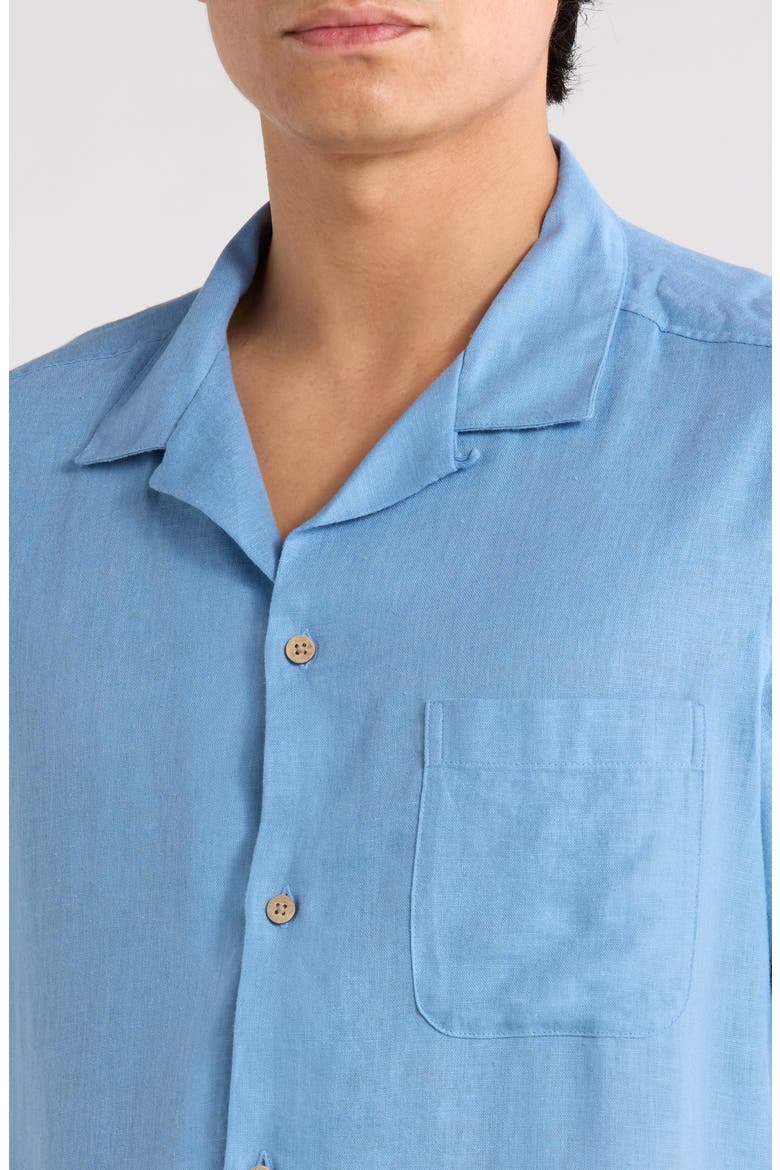 Castaway Slub Linen Blend Camp Shirt, Alternate, color, COASTLINE