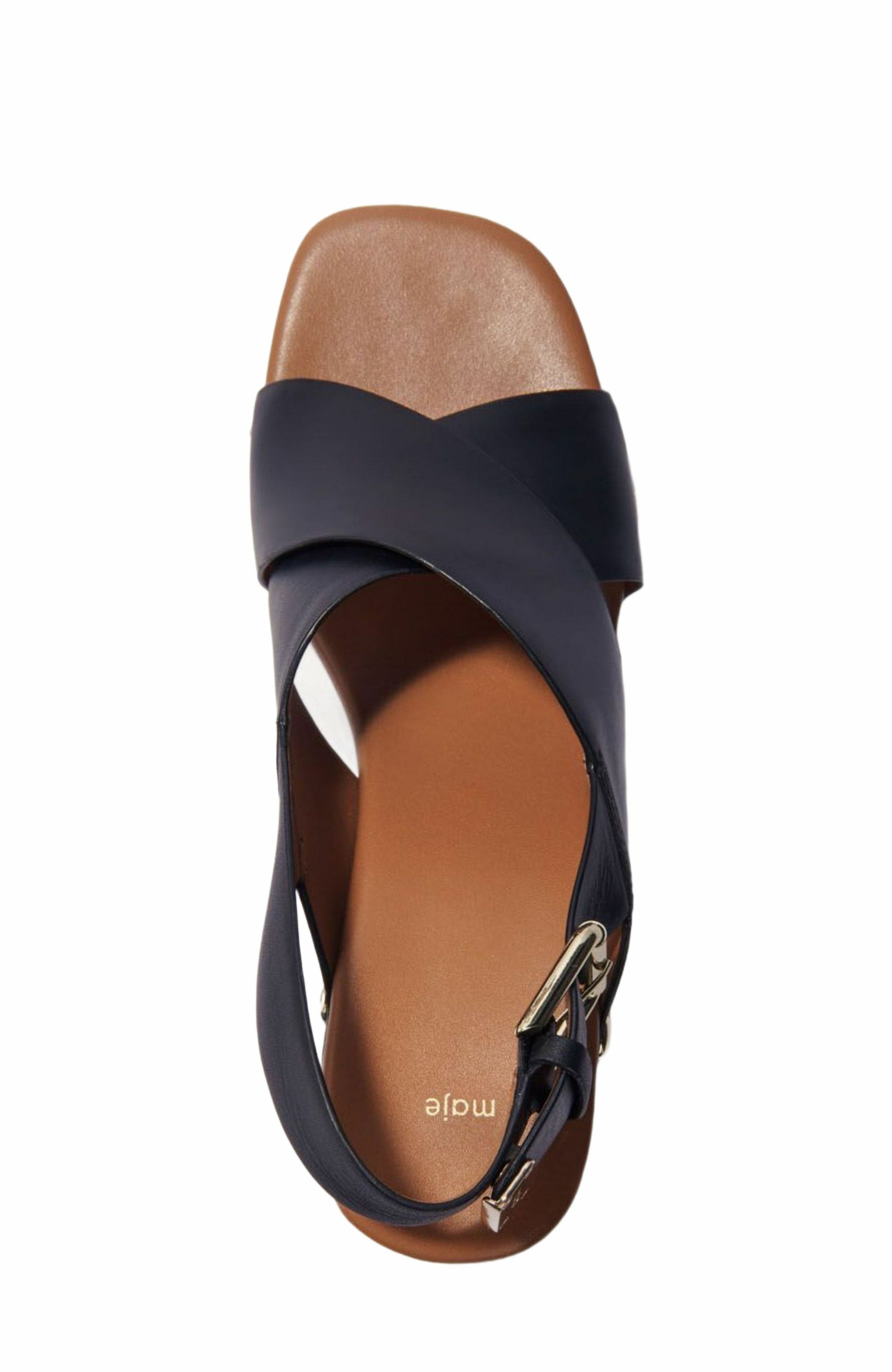 Leather platform sandals, Alternate, color, Black