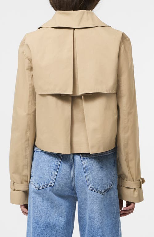 French Connection Cropped Twill Trench Coat In Khaki In Gold