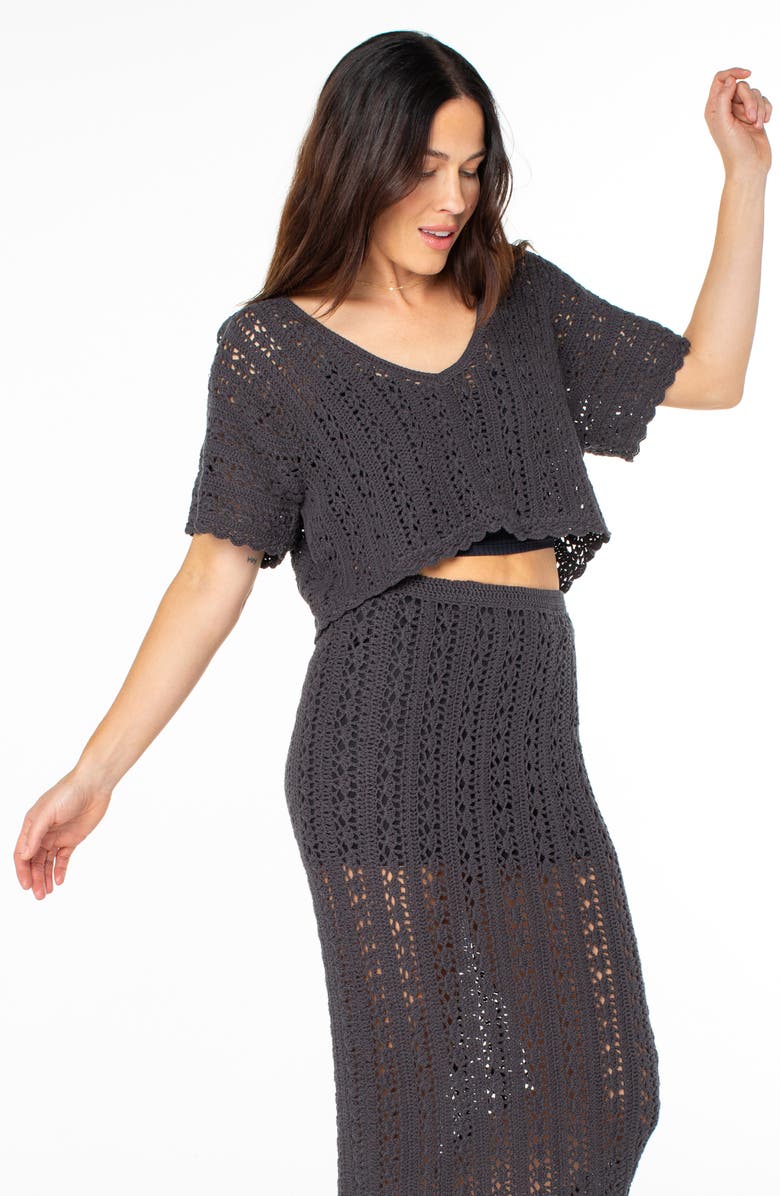 Roxy Sea Swirl Boxy Crochet Sweater, Alternate, color,