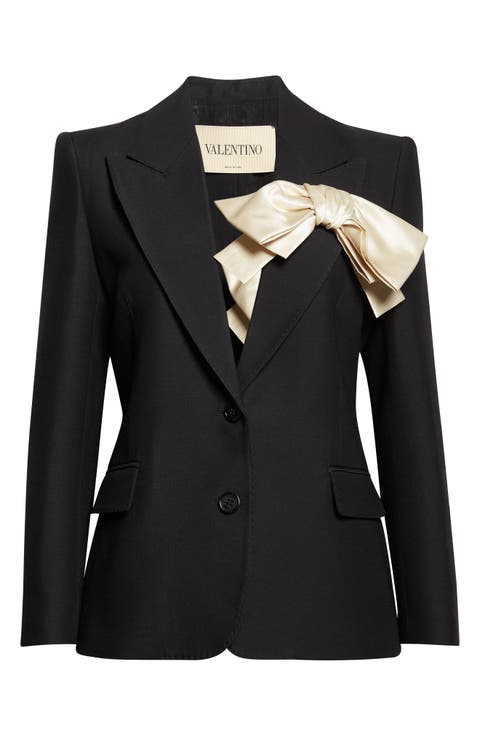 Double Duchesse Bow Detail Crepe Couture Jacket