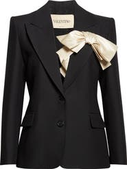 Valentino Double Duchesse Bow Detail Crepe Couture Jacket