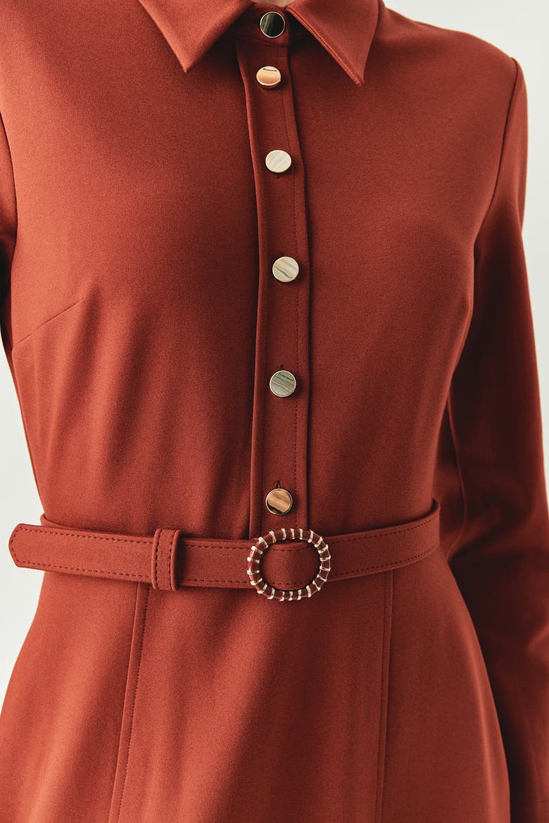 Georgina Knit Midi Dress, Alternate, color, BROWN