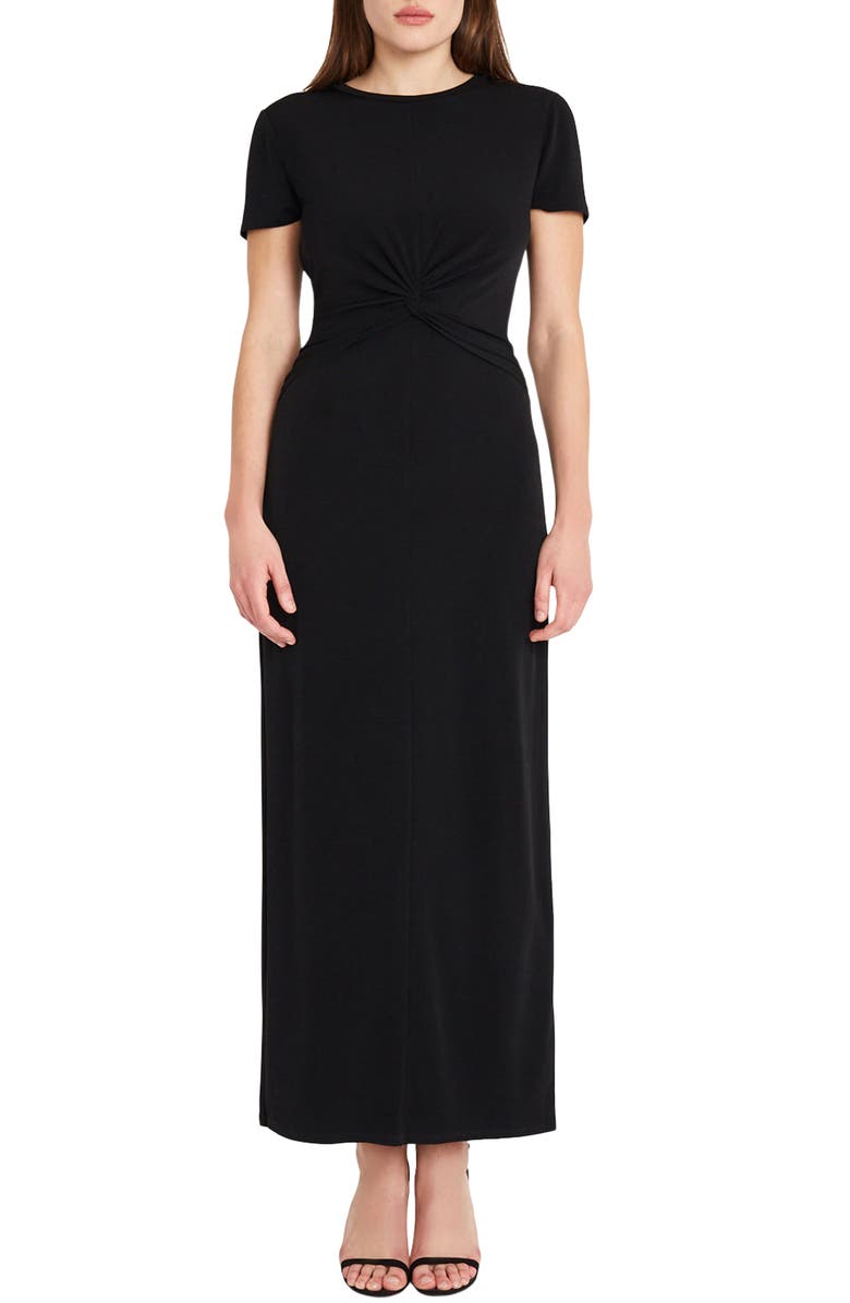 DONNA MORGAN FOR MAGGY Twist Front Short Sleeve Maxi Dress, Main, color, 