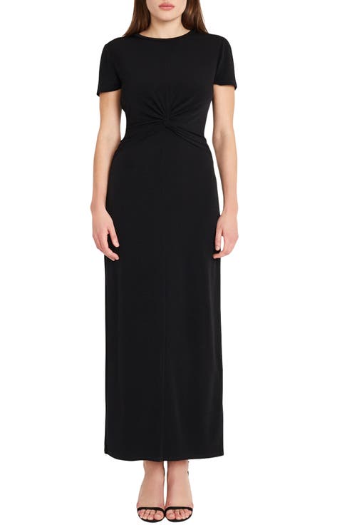 Twist Front Short Sleeve Maxi Dress
